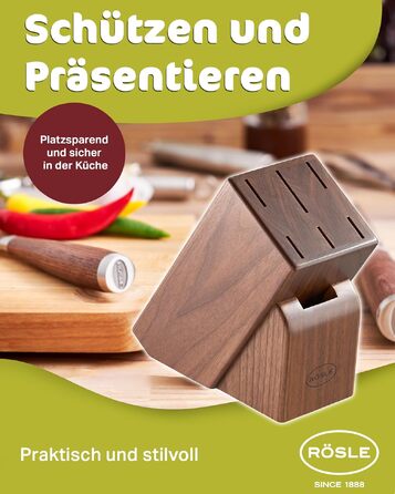 Набір кухонних ножів Rösle Cuisine Passion (7 предметів): бамбукова підставка, 5 сталевих ножів та кухонні ножиці, преміум-якість