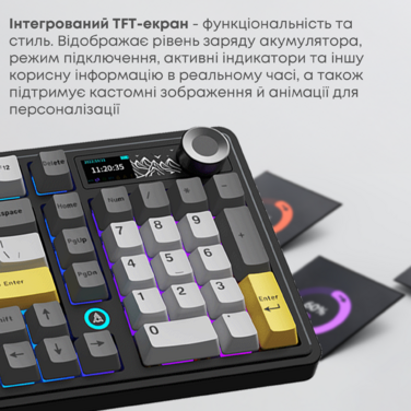 Бездротова механічна клавіатура Ajazz AK980 V2 Maillard Switch Black (AK980-V2-M-BGY)
