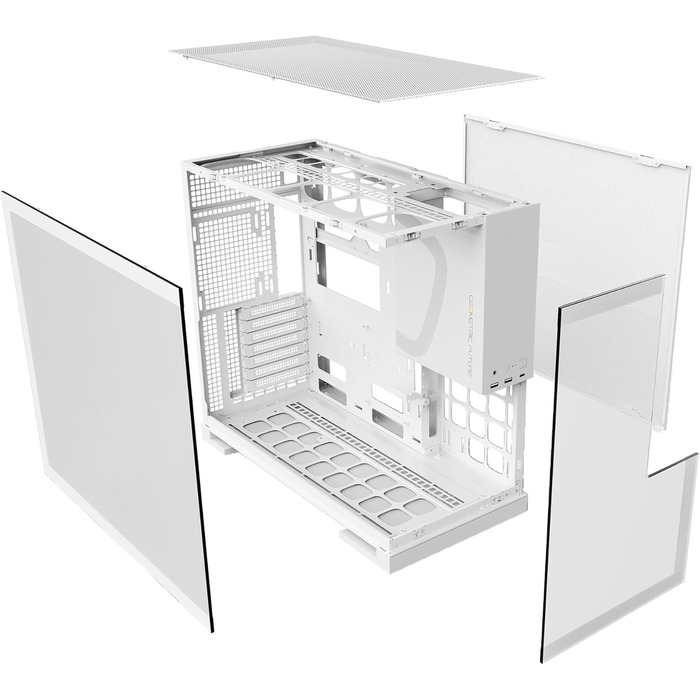 Ігровий корпус Geometric Future M5, білий, середній Tower, скло, E-ATX/ATX, ARGB вентилятори, USB Type-C, підтримка радіатора 420/360 мм