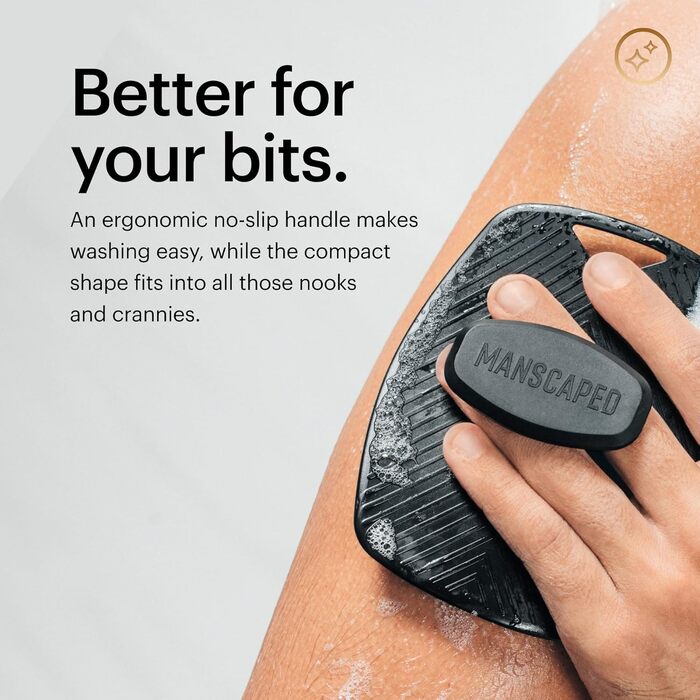 MANSCAPED The Body Buffer – Силіконовий скрабер для тіла преміум-класу для догляду, очищення та пілінгу шкіри з ергономічною ручкою