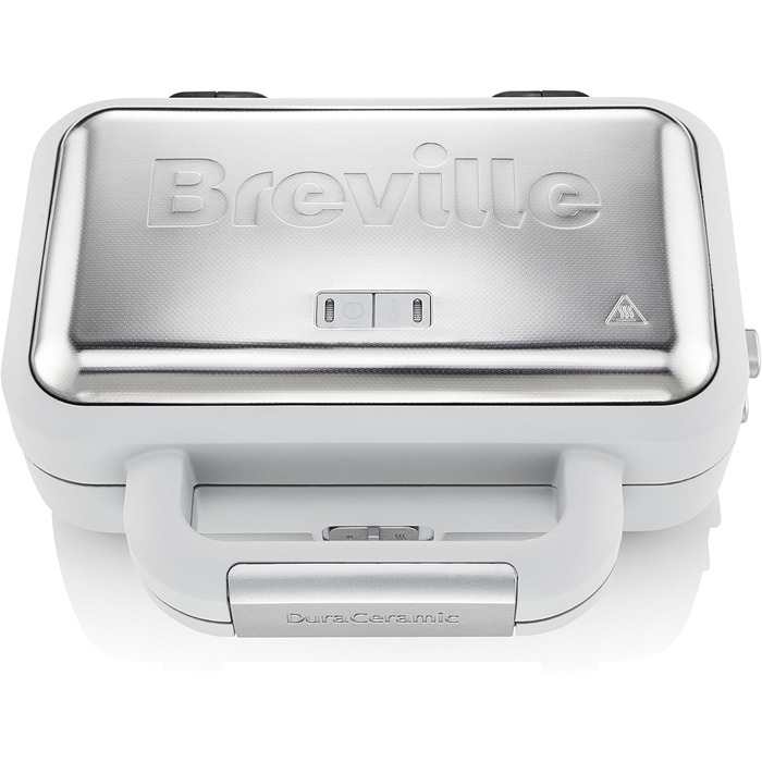Сендвічниця Breville DuraCeramic для 2 тостів з глибокими пластинами, регульована температура, біла