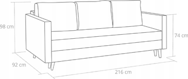Диван BIRD Meble, 216 x 92 см, оббивка тканина, жовтий