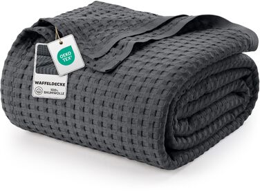 Вафельна літня ковдра Utopia Bedding з 100% бавовни, антрацит, 228x228 см