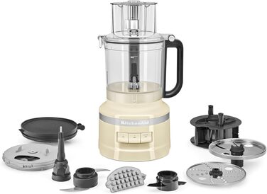 Кухонний комбайн KitchenAid 5KFP1319EAC 3.1л кремового кольору (Almond Cream) з насадками для нарізки кубиками та контейнером для зберігання, 400 Вт