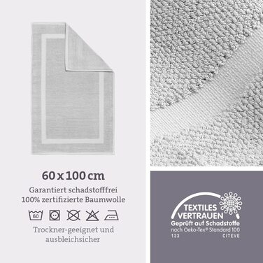 Килимок для ванної herzbach home, 100% бавовна, 1000 г/м², силіконово-сірий, 60x100 см, поглинаючий, праний