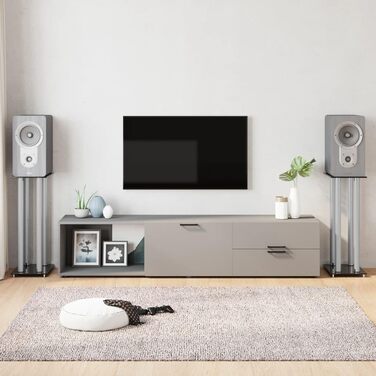 vidaXL Стійки для колонок, 2 шт., підлогові, з 4 стовпами, тримачі для акустики з нековзними ніжками, чорні та сріблясті, загартоване скло