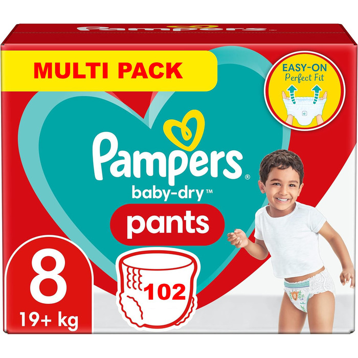 Підгузки-трусики Pampers Baby Dry, розмір 8, для дітей від 18 кг, 102 шт.