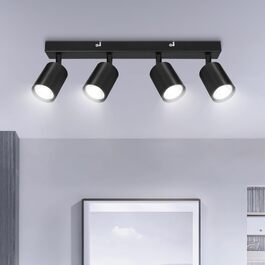 Стельовий світильник Ketom GU10 LED, чорний, на 4 лампи, поворотні споти