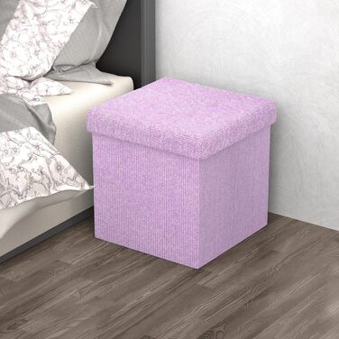 Складний пуф Intirilife 38x38x38 см, рожевий лотос, зі зберіганням, кришкою, тканинний сидіння-куб, підставка для ніг, органайзер