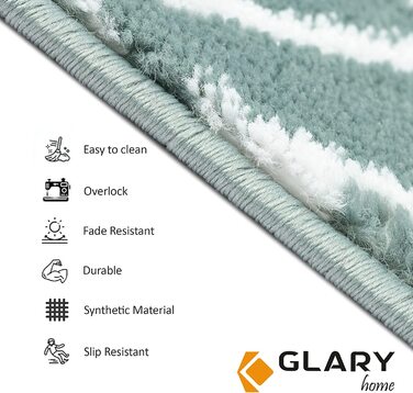 Набір з 15 самоклеючих килимків на сходи Glary Home, 22×71×1,2 см, біло-бірюзовий, трикутний візерунок