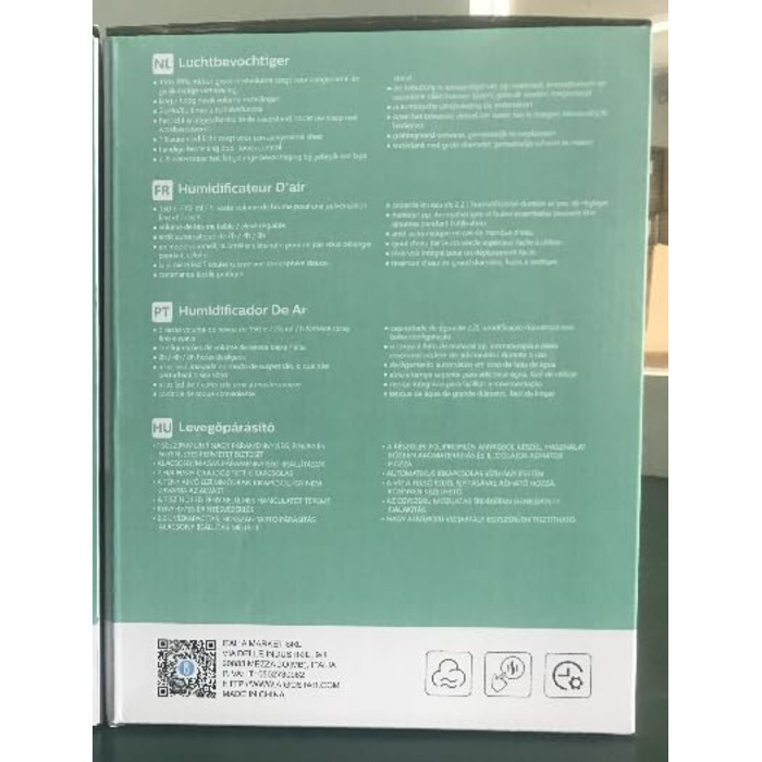 Зволожувач повітря Aigostar для спальні, 2,5 л, ультразвуковий, тихий, з регулюванням вологості, дифузор для олій, 7 кольорів підсвітки, до 25 годин роботи