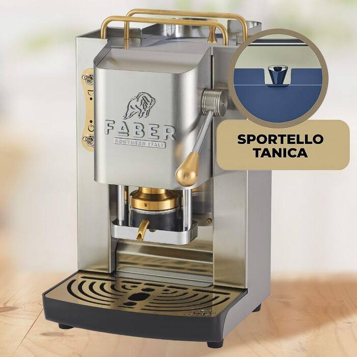 Кавомашина Faber Deluxe 3.0 для ESE 44мм, нержавіюча сталь, 1л, з електроклапаном та регульованим пресом