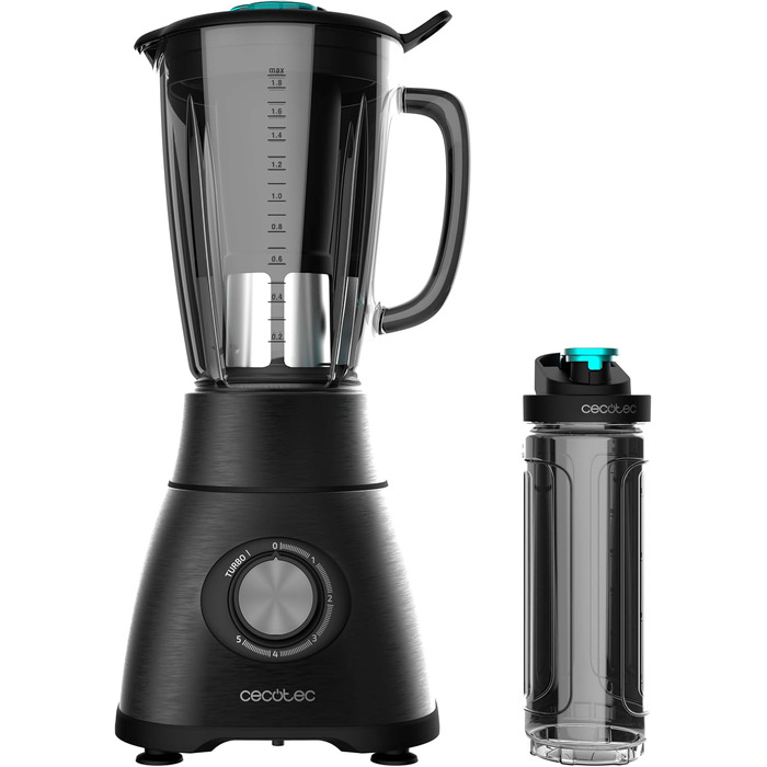 Cecotec Standmixer Power Black Titanium 2500MAX Go: потужний блендер з титановим покриттям 2500 Вт, 1.8 л, з пляшкою