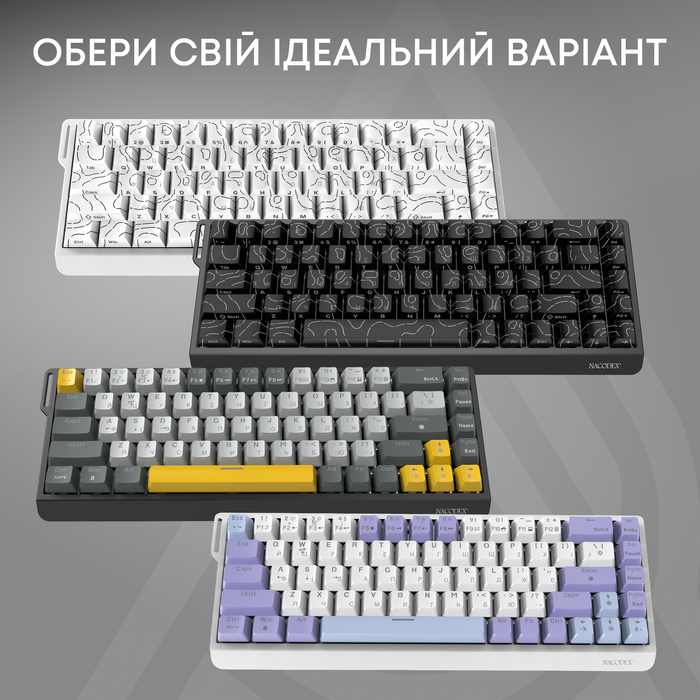 Дротова механічна клавіатура Ajazz NK68 V2 Red Switch (NK68-V2-R-S-W)