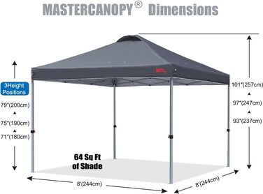 Тент шатро MasterCanopy 3x3 м з швидким розкладанням, Anthrazit. UPF50+, водонепроникний, з сумкою та мішками для вантажу. Для кемпінгу, заходів, саду.