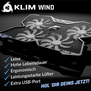 Охолоджувач для ноутбука Wind з 4 вентиляторами, USB-живлення, для PC та Mac, білий