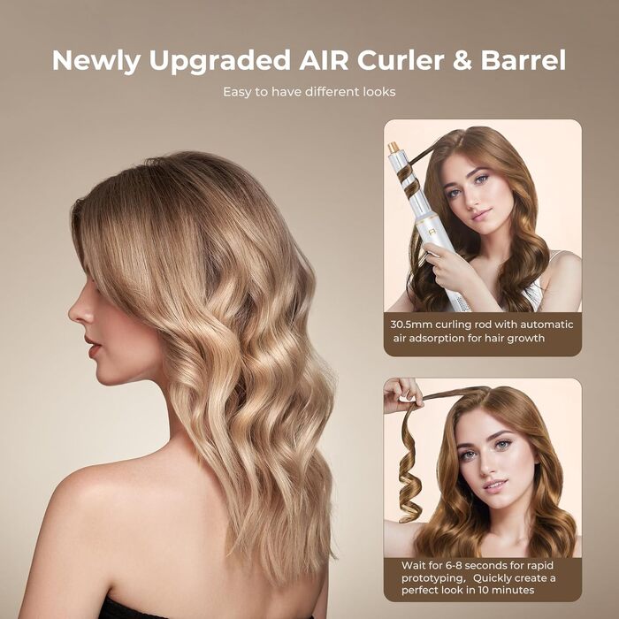UMIGA Hairstyler 5-в-1: Фен-щітка, плойка, випрямляч для волосся (білий) - професійний набір для укладки