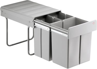 Сортувальник сміття Naber Bio Trio Maxi 40 DT, алюмінієвий сірий