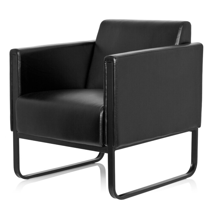 Крісло для відпочинку BALI BLACK, каркас чорний, штучна шкіра, гладка оббивка, одномісне, чорний колір, hjh OFFICE