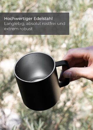 Набір термочашок LAMBDA COFFEE з ручкою, нержавіюча сталь, 2x360 мл, двостінна ізоляція для кемпінгу та outdoor, колір Dusk Blue