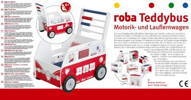Дитячий іграшковий візочок Roba Teddybus з серії 'Teddy College', білий, комплект з подушкою, ковдрою та ігровими функціями