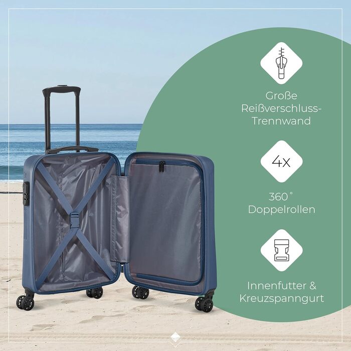 Дорожній чемодан Travelite Bali 34 л, маленький, ABS, жорсткий корпус, 4 колеса, для ручної поклажі, 55 см, відповідає IATA