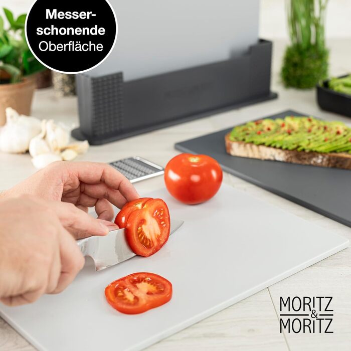 Набір з 3  обробних дощок Moritz & Moritz - 32 x 22 см, сірий, з підставкою, для кухні, можна мити в посудомийній машині