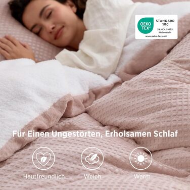 Фланелевий комплект постільної білизни BEDSURE теплий, 3-тілний (Рожевий, ковдра 155x220 см, наволочка 80x80 см)
