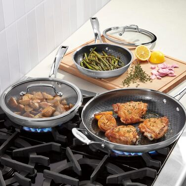 Набір посуду Cuisinart FusionPlus Hybrid 6 предметів з антипригарним покриттям PURELYSEAR (нержавіюча сталь, кераміка) - без PFAS