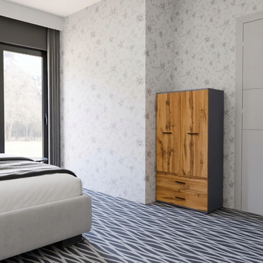Стелаж Matkam 69 x 130 x 34 см, дуб вотан, графіт