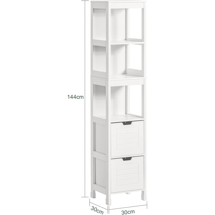 Висока шафа для ванної SoBuy FRG126-W, біла, з ніжками, 30x144x30 см – меблі для ванної кімнати