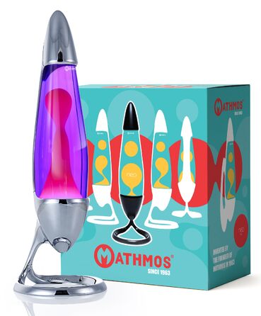 Лава-лампа Mathmos Neo для дітей та дорослих, хромований корпус (Фіолетовий/Бірюзовий, Фіолетовий/Рожевий)