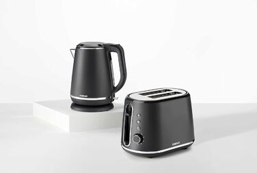 Електрочайник Cuisinart 1,5 л, 3 кВт, бездротовий, сірий матовий, нержавіюча сталь, швидкий нагрів, комплект з тостером