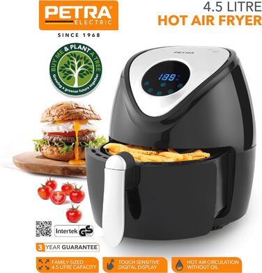 Електрична аерофритюрниця Petra PT4221VDEEU7, 4,5 л, цифрова, 1300 Вт, антипригарний кошик, 7 програм, без олії, для сім'ї
