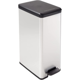 Смітник Curver Deco Slim 40 л, пластик, чорний/металік, 42x25x61 см