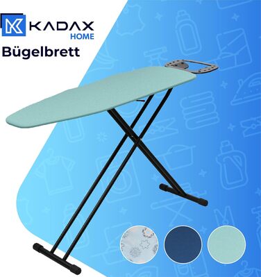 Праскадошка KADAX 120x38 см, складаний прасувальний стіл із регульованою висотою, антипригарне покриття, ніжки з нековзними накладками, 8 мм підкладка, колір м'ята