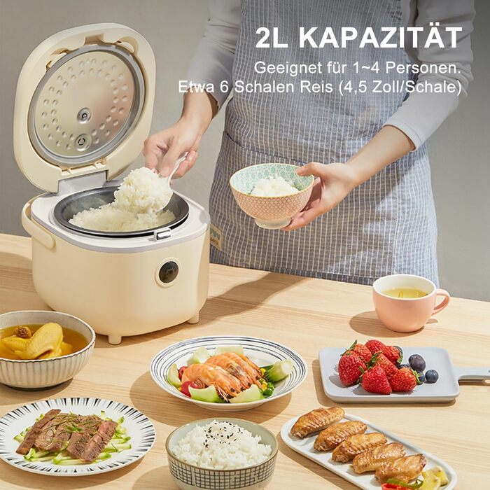 Рисварка електрична Bear Reiskocher 3.5 чашки (2л) з пароваркою, 350W, 6 програм для 2-4 осіб