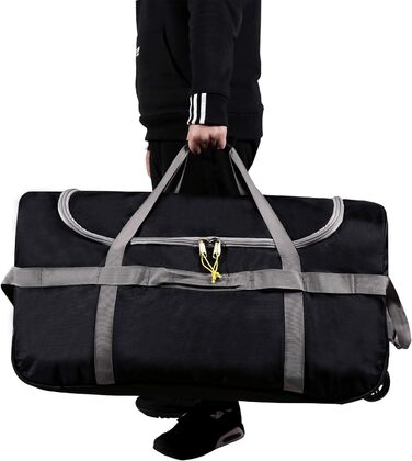 Складна дорожня сумка-тролей campMax 120 л з колесами, велика спортивна сумка для подорожей і кемпінгу, чорна