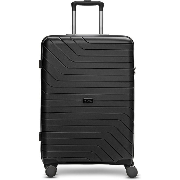 Валіза середня REDOLZ Essentials 05, 67 см, чорна, поліпропілен, 4 подвійні колеса, TSA-замок