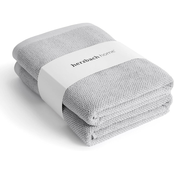 Комплект рушників для душу Herzbach Home Spa, 70x140 см, 100% бавовна, перлинно-сірі, 2 шт.