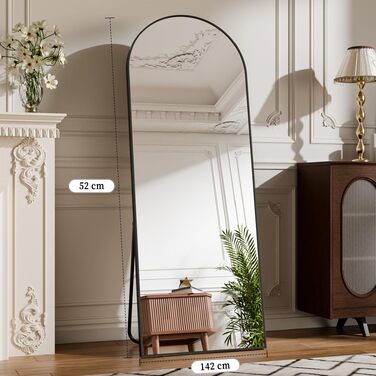 Дзеркало підлогове BEAUTYPEAK Bogen 142x52 см, чорне, повнорозмірне, настінне або з підставкою для спальні, вітальні, гардеробної