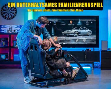 GTPLAYER Симулятор кокпіт для автосимуляторів, стійка для керма та педалей з динаміками (Синій)
