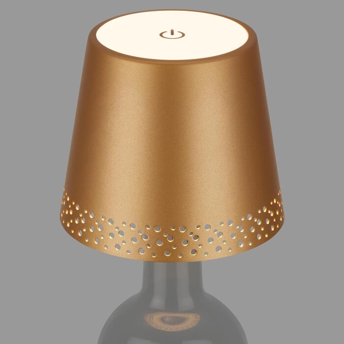 BRILONER LED нічник-лампа на пляшку, димована, сенсорна, акумуляторна, настільна, для читання, тепле біле світло, 11x9 см, золото-матова