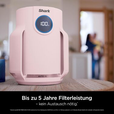Повітряний фільтр Shark NeverChange HP150EU: для кімнат до 60 м², HEPA-фільтр на 5 років, уловлює 99,97% алергенів, авто-режим, тиха робота, LED-дисплей, білий