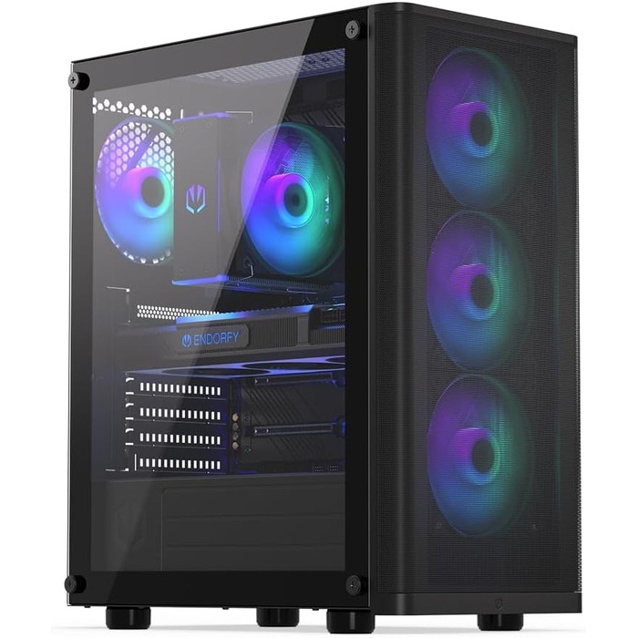 Ігровий корпус ENDORFY Ventum 200 ARGB ATX з 4 ARGB вентиляторами, загартованим склом та mesh-панеллю, компактний форм-фактор, широка сумісність з охолодженням