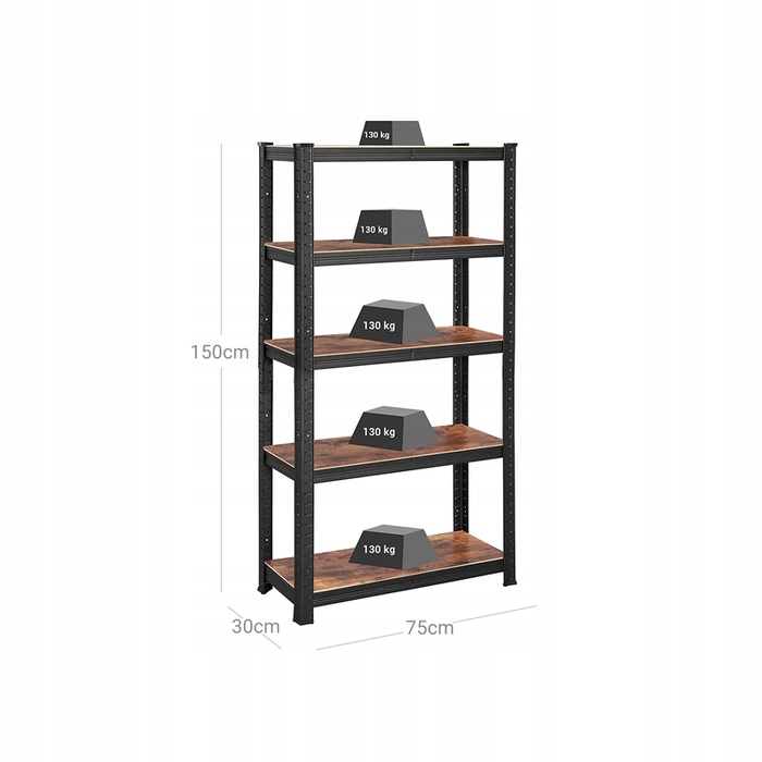 Стелаж Songmics, 75 x 150 x 30 см, чорний