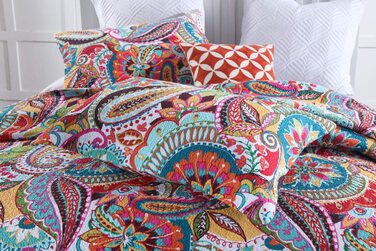 Покривало Qucover Boho 230x250 см з наволочками, бавовняне, кольорове стьобане для двоспального ліжка, стиль Пейслі