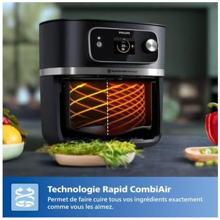 Аерофритюрниця Philips Airfryer Combi XXL HD9880/90 чорна, мультипіч з гарячим повітрям