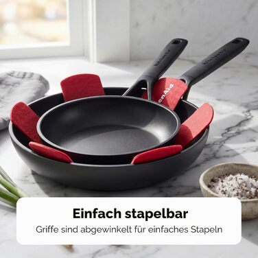 Набір сковорідок KitchenAid Classic для індукційних плит (20, 24, 28 см), керамічне антипригарне покриття без PFAS, посудомийна машина та духовка, чорний