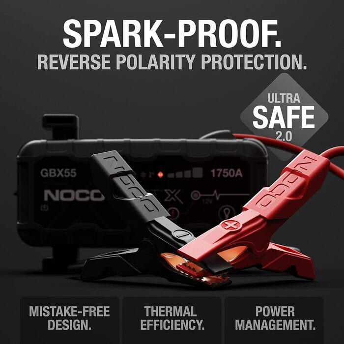 NOCO Boost X GBX55: Портативний пусковий пристрій (Powerbank) – 1750A, 12V, для бензинових двигунів до 7.5L та дизельних до 5.0L